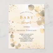 Begroting Baby shower eucalyptus glitter gouden he (Voorkant)