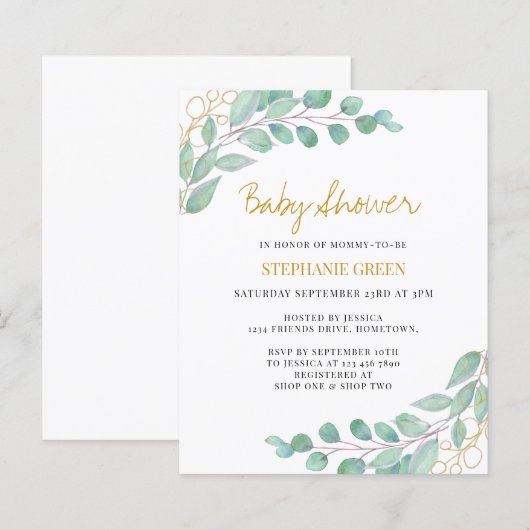 Begroting Baby shower Eucalyptus Greenery (Voorkant / Achterkant)