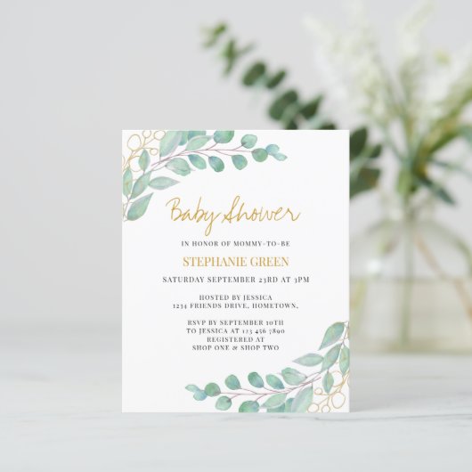 Begroting Baby shower Eucalyptus Greenery (Staand voorkant)