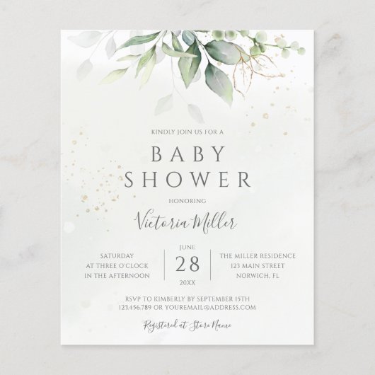 Begroting Baby shower Eucalyptus Greenery (Voorkant)