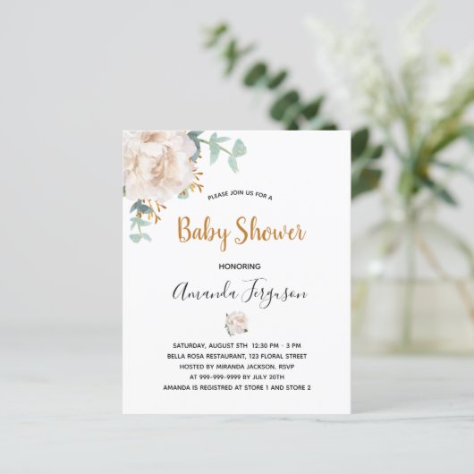 Begroting Baby shower florale eucalyptus greenery (Staand voorkant)