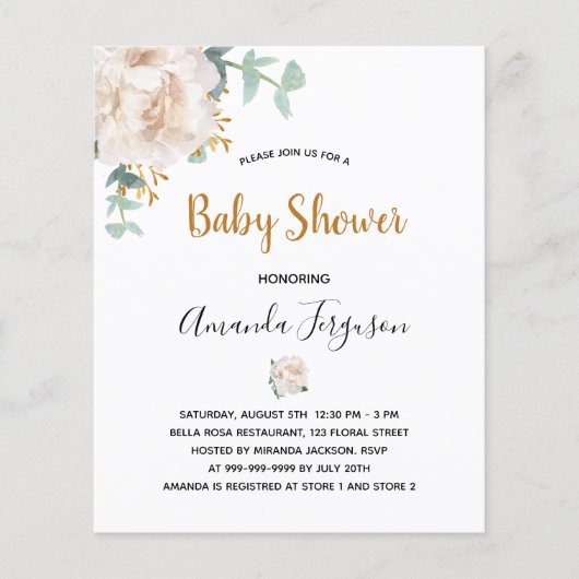 Begroting Baby shower florale eucalyptus greenery (Voorkant)