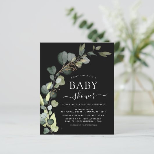 Begroting Baby shower Greenery Eucalyptus Invitati (Staand voorkant)