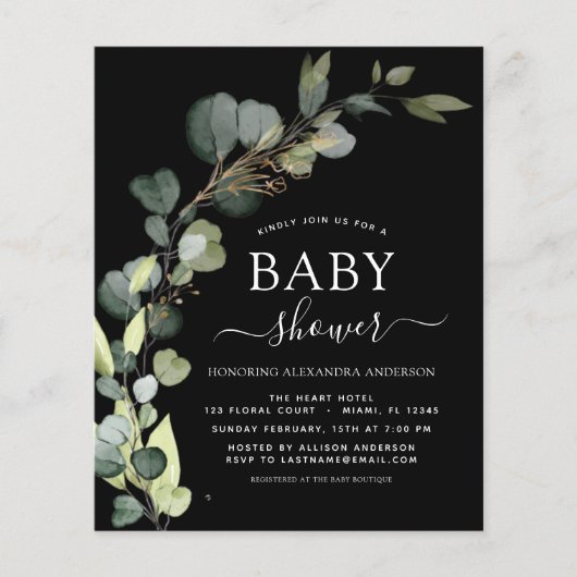 Begroting Baby shower Greenery Eucalyptus Invitati (Voorkant)