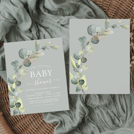 Begroting Baby shower Greenery Eucalyptus Invitati