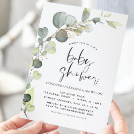 Begroting Baby shower Greenery Eucalyptus Invitati Flyer