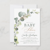 Begroting Baby shower Greenery Eucalyptus Invitati Kaart (Voorkant)