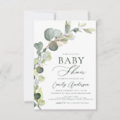 Begroting Baby shower Greenery Eucalyptus Invitati Kaart (Voorkant)