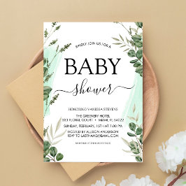 Begroting Baby shower Greenery Eucalyptus Invitati Kaart