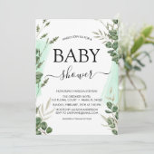 Begroting Baby shower Greenery Eucalyptus Invitati Kaart (Staand voorkant)