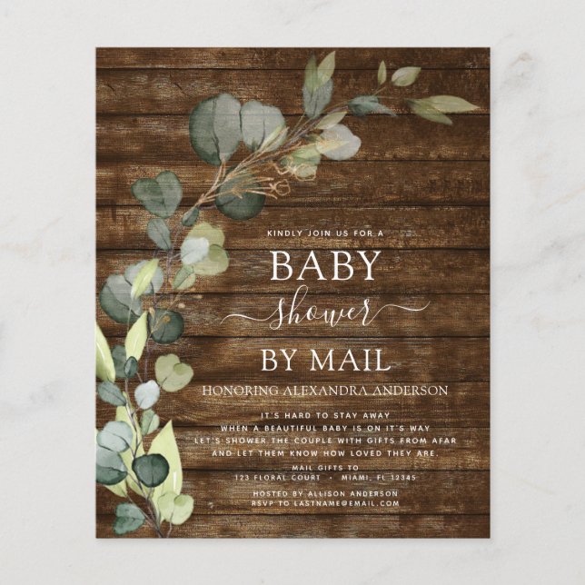Begroting Baby shower per e-mail Greenery Eucalypt (Voorkant)