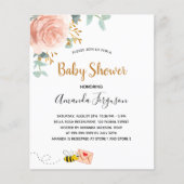 Begroting Baby shower roze hommel bijenbloem (Voorkant)