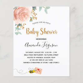 Begroting Baby shower roze hommel bijenbloem