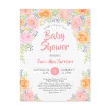 Begroting Baby shower roze rozen Waterverf Floral