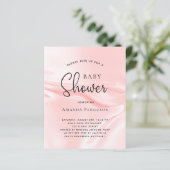 Begroting baby shower roze satijn zijde uitnodigin (Staand voorkant)