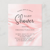 Begroting baby shower roze satijn zijde uitnodigin (Voorkant)