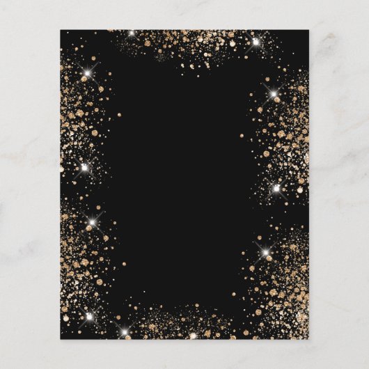 Begroting baby shower zwarte goudglitter uitnodigi (Achterkant)