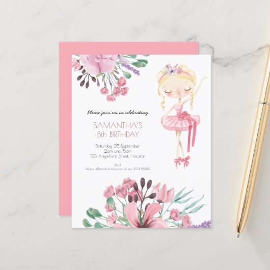 Begroting Ballerina Florals Girl 8ste verjaardag (Voorkant / Achterkant in situ)
