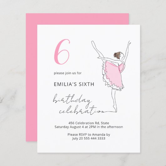 Begroting Ballerina  Roze Alle leeftijden (Voorkant / Achterkant)