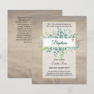 Begroting BAPTISM Christening Greenery Leaves Invi
