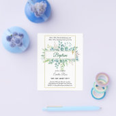Begroting BAPTISM Christening Greenery Leaves Invi Flyer (Enkel)