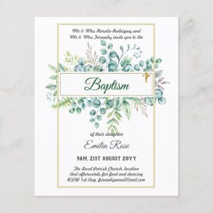 Begroting BAPTISM Christening Greenery Leaves Invi Flyer