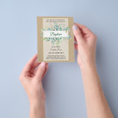 Begroting BAPTISM Christening Greenery Leaves Invi Flyer (Hand)