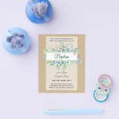 Begroting BAPTISM Christening Greenery Leaves Invi Flyer (Enkel)