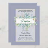 Begroting BAPTISM Christening Greenery Leaves Invi Kaart (Voorkant / Achterkant)