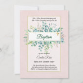 Begroting BAPTISM Christening Greenery Leaves Invi Kaart (Voorkant)