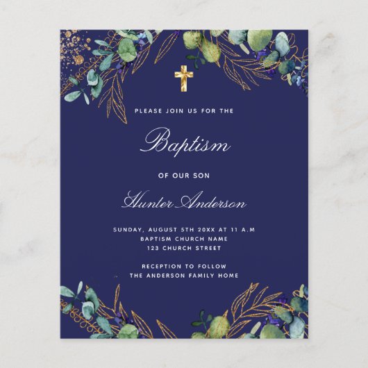 Begroting baptisme blue eucalyptusuitnodiging (Voorkant)