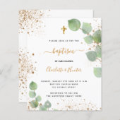 Begroting baptisme eucalyptus gold twint-uitnodigi (Voorkant / Achterkant)