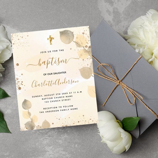 Begroting baptisme eucalyptus greenery glitter gol