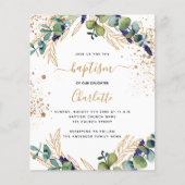 Begroting baptisme eucalyptus greenery Gold-uitnod (Voorkant)