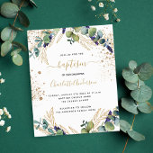 Begroting baptisme eucalyptus greenery Gold-uitnod