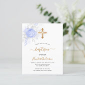 Begroting Baptisme lichtblauwe bloemenjongen wit (Staand voorkant)