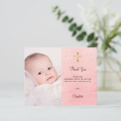 Begroting baptisme roze goudsparken foto bedankt (Staand voorkant)