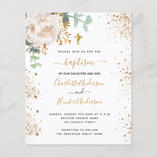 Begroting baptisme tweeling eucalyptus florale uit (Voorkant)