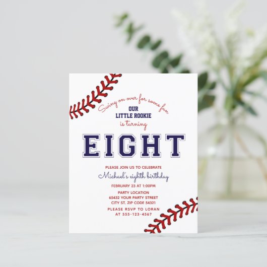 Begroting Baseball 8e uitnodiging (Staand voorkant)