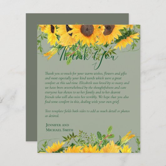 BEGROTING Bedankt U Funeral Herdenkingskaart Sjabl (Voorkant / Achterkant)