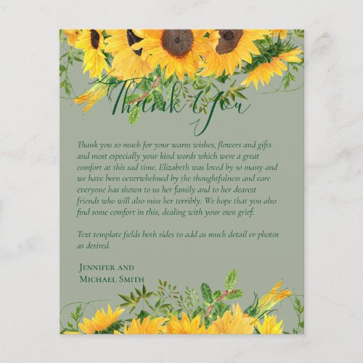 BEGROTING Bedankt U Funeral Herdenkingskaart Sjabl (Voorkant)