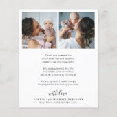 Begroting bedankt voor baby foto geboorteaankondig flyer (Achterkant)