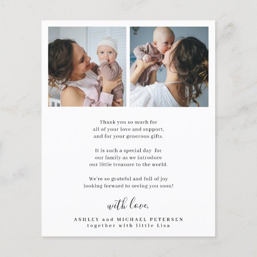 Begroting bedankt voor baby foto geboorteaankondig flyer (Achterkant)