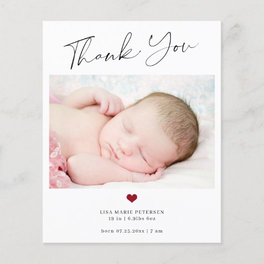 Begroting bedankt voor baby foto geboorteaankondig flyer (Voorkant)