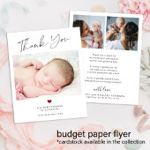 Begroting bedankt voor baby foto geboorteaankondig flyer