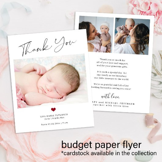 Begroting bedankt voor baby foto geboorteaankondig flyer