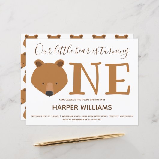 Begroting Beer één Baby eerste verjaardag (Voorkant / Achterkant in situ)