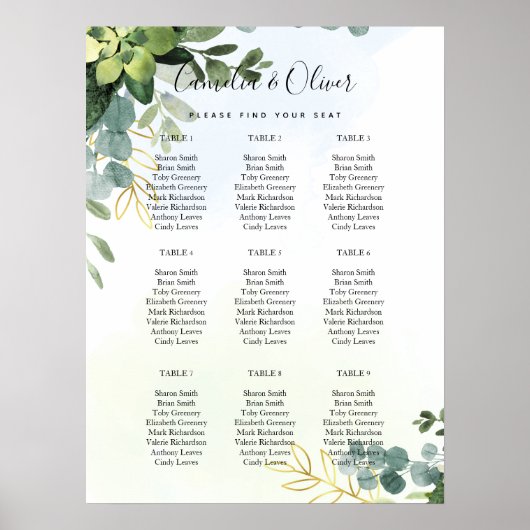 BEGROTING Begroeiing STOELENPLAN 9 Tafel 45 cm x 6 Poster (Voorkant)