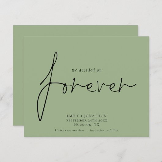 Begroting besluit over 'Forever Sage Green Save th (Voorkant / Achterkant)