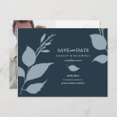 Begroting bespaart de datum Midnight Blue Aankondigingskaart (Voorkant / Achterkant)